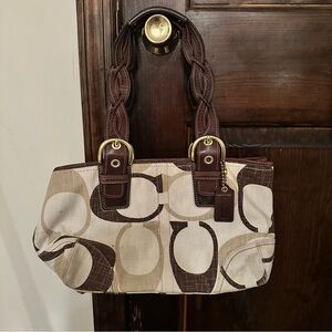 Coach Brown and Cream Shoulder Bag
